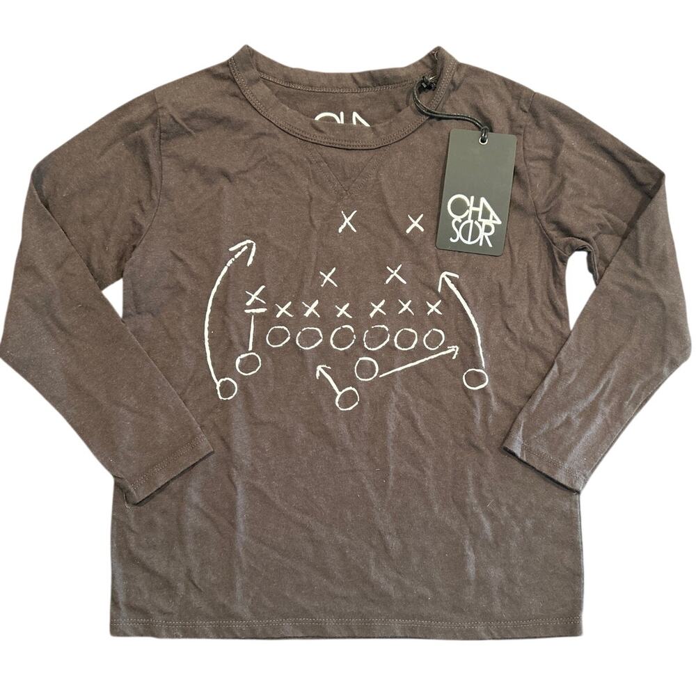 NWT Chaser Football Play Graphic Long Sleeve Tee, Gray, Boys Size 6